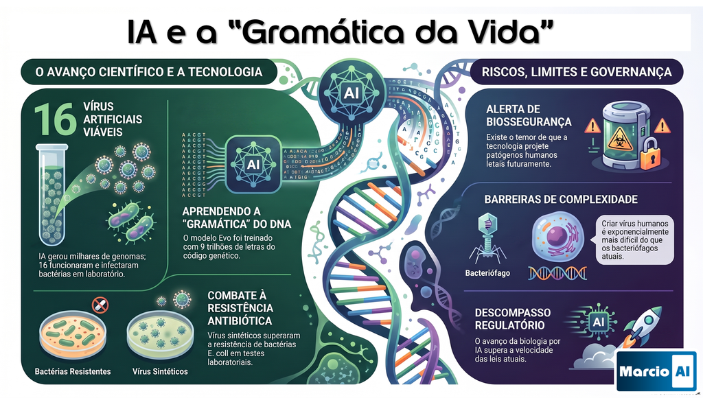 Ilustração sobre inteligência artificial aplicada ao projeto de genomas virais