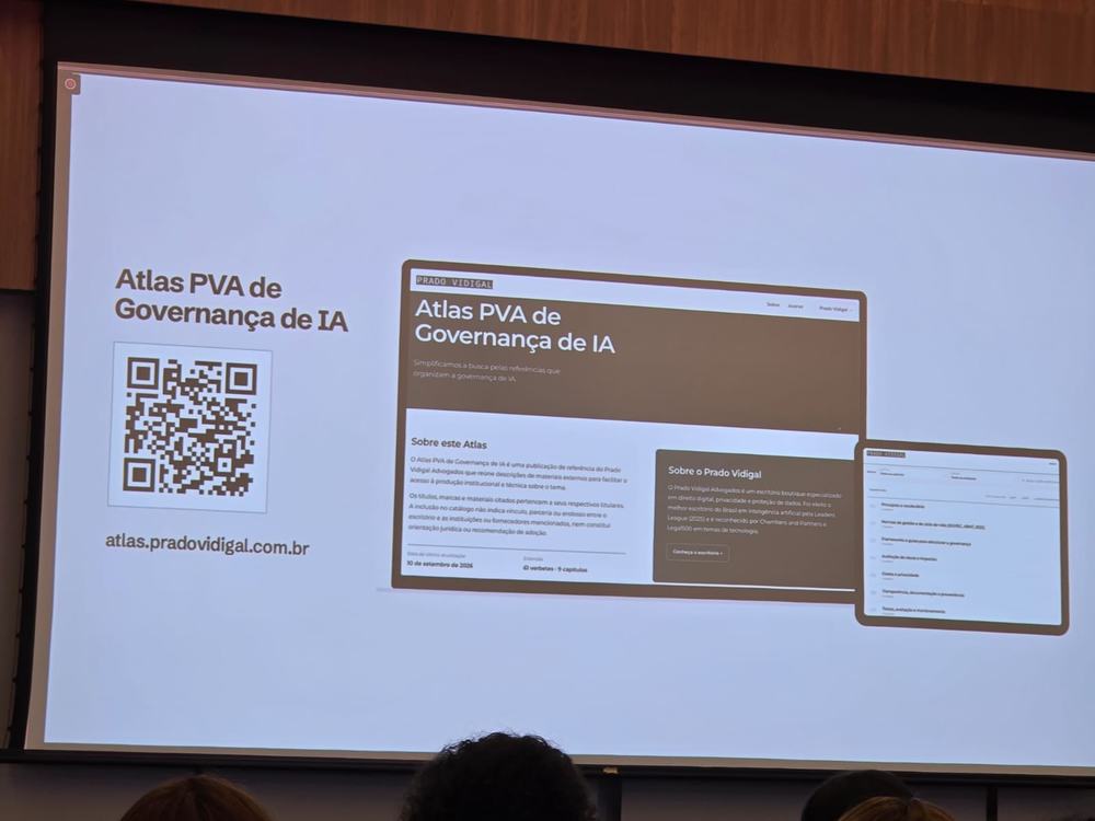Slide de lançamento do Atlas PVA de Governança de IA