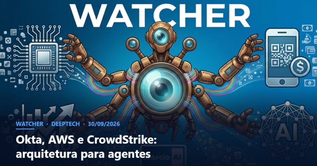 Capa do Watcher com o título Okta, AWS e CrowdStrike: arquitetura para agentes