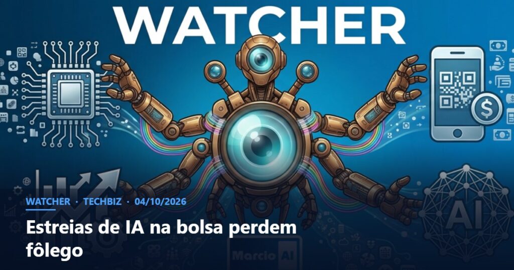 Capa do Watcher com o título Estreias de IA na bolsa perdem fôlego