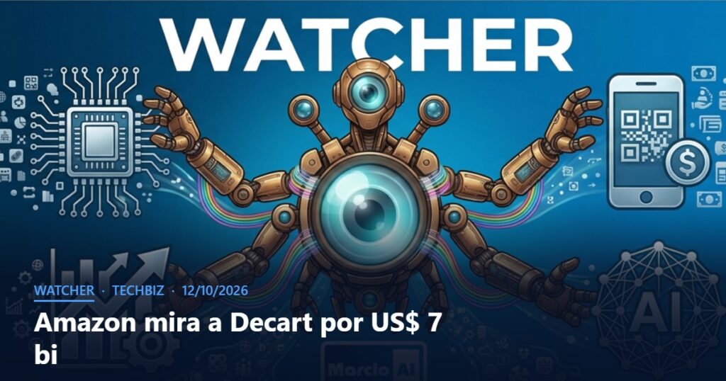 Capa do Watcher com o título Amazon mira a Decart por US$ 7 bi