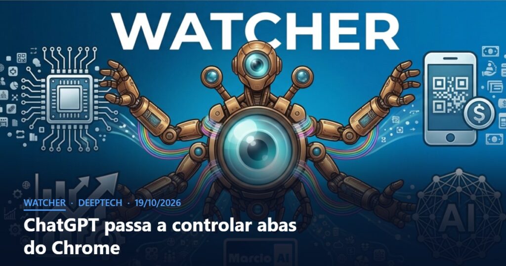 Capa do Watcher com o título ChatGPT passa a controlar abas do Chrome