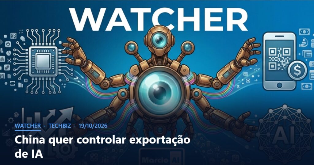 Capa do Watcher com o título China quer controlar exportação de IA