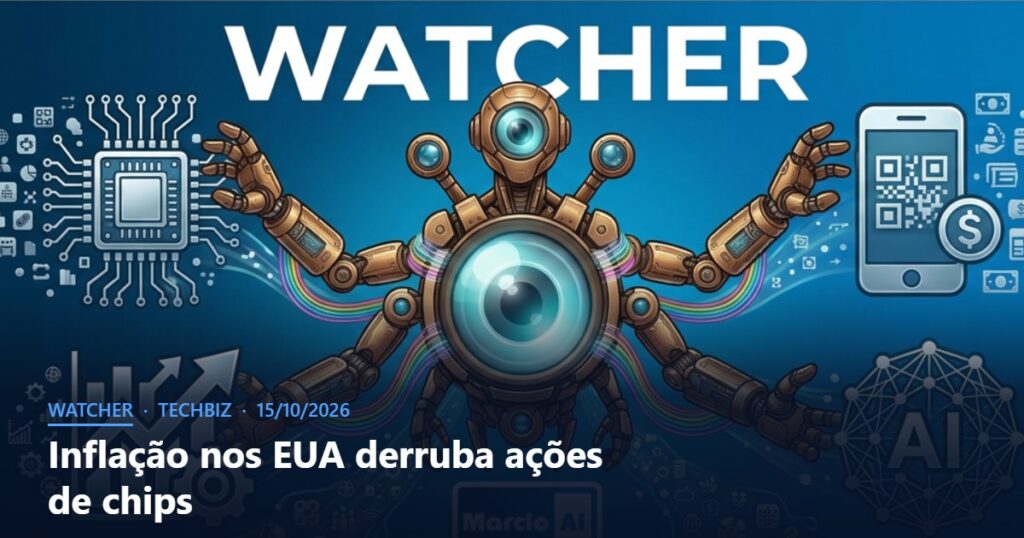 Capa do Watcher com o título Inflação nos EUA derruba ações de chips