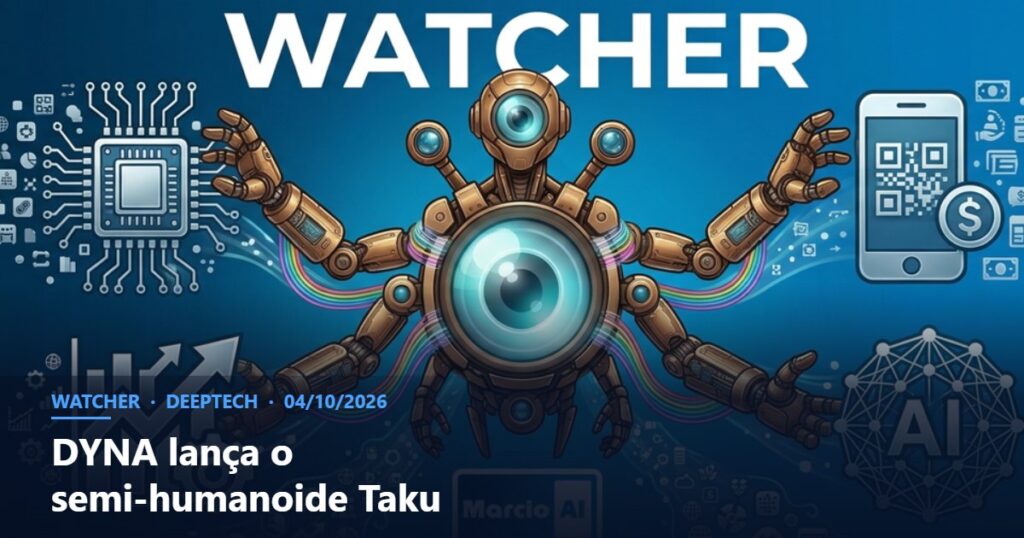 Capa do Watcher com o título DYNA lança o semi-humanoide Taku