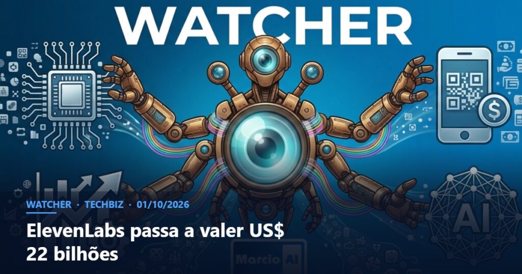 Capa do Watcher com o título ElevenLabs passa a valer US$ 22 bilhões