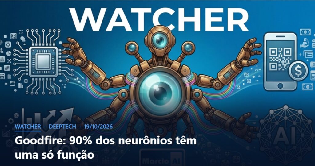 Capa do Watcher com o título Goodfire: 90% dos neurônios têm uma só função