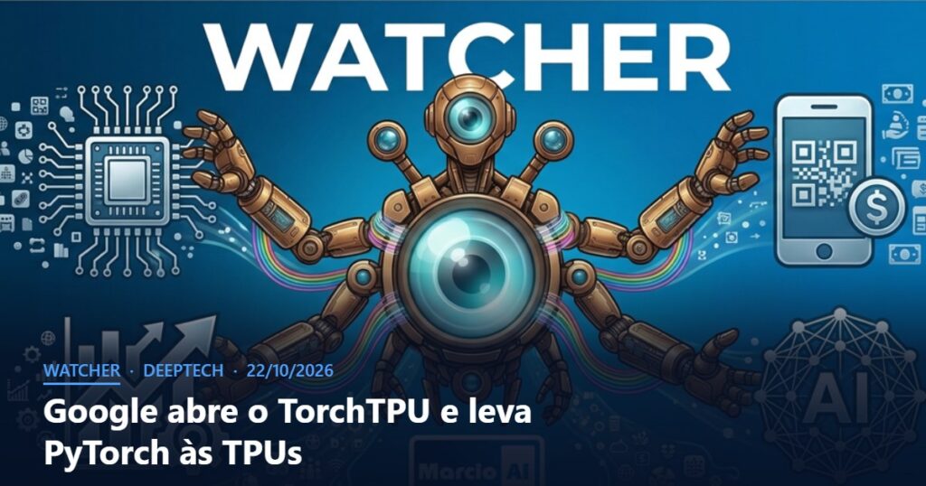 Capa do Watcher com o título Google abre o TorchTPU e leva PyTorch às TPUs
