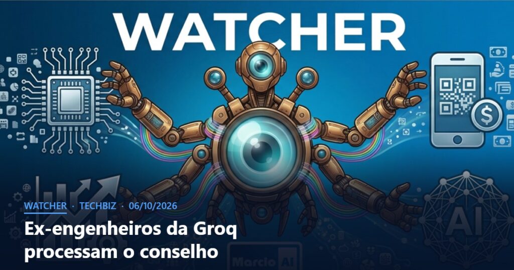 Capa do Watcher com o título Ex-engenheiros da Groq processam o conselho