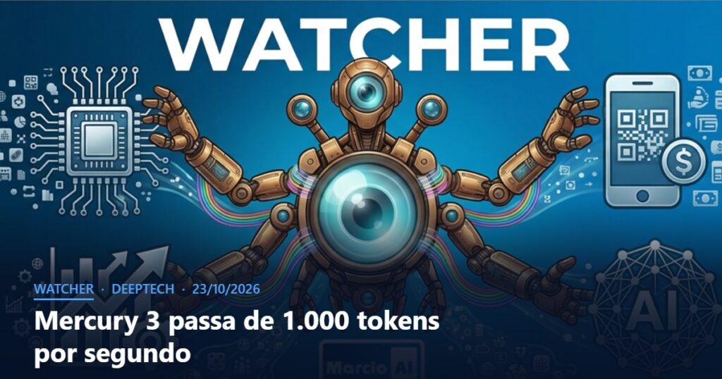 Capa do Watcher com o título Mercury 3 passa de 1.000 tokens por segundo