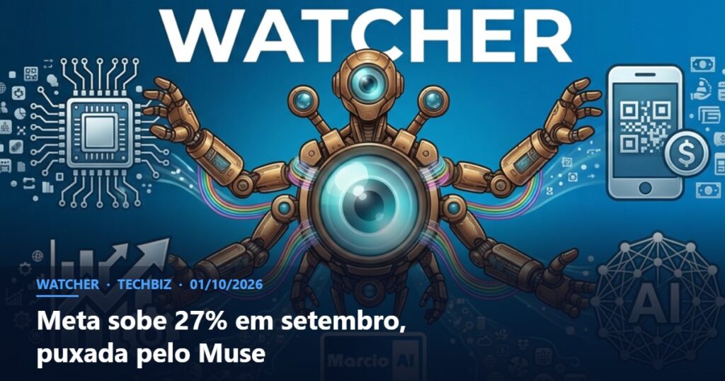 Capa do Watcher com o título Meta sobe 27% em setembro, puxada pelo Muse