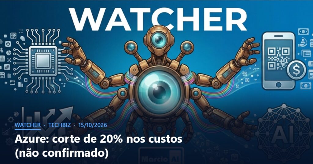 Capa do Watcher com o título Azure: corte de 20% nos custos (não confirmado)
