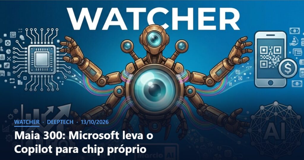 Capa do Watcher com o título Maia 300: Microsoft leva o Copilot para chip próprio