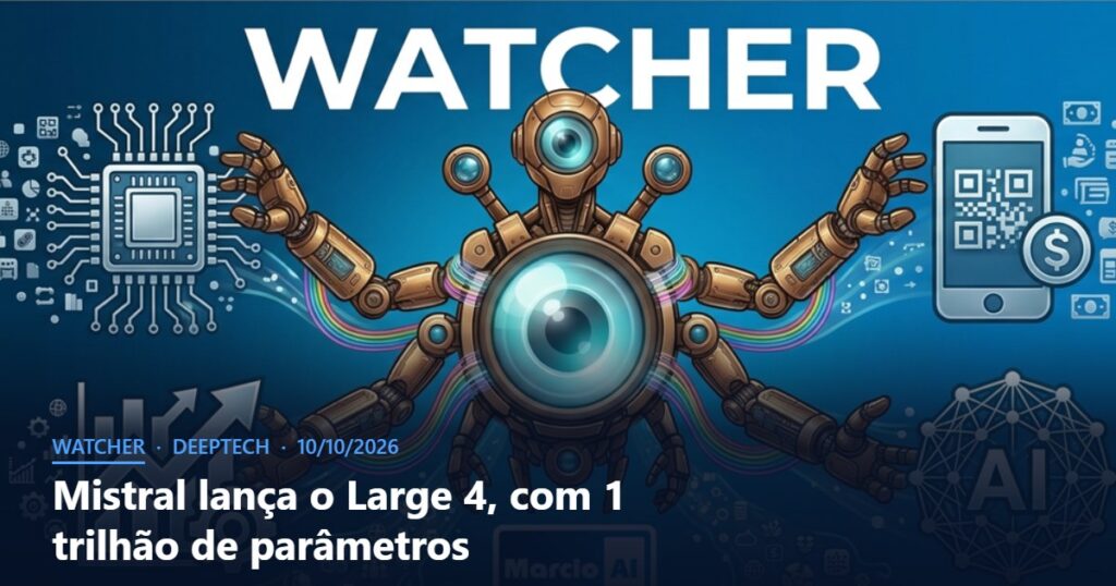 Capa do Watcher com o título Mistral lança o Large 4, com 1 trilhão de parâmetros