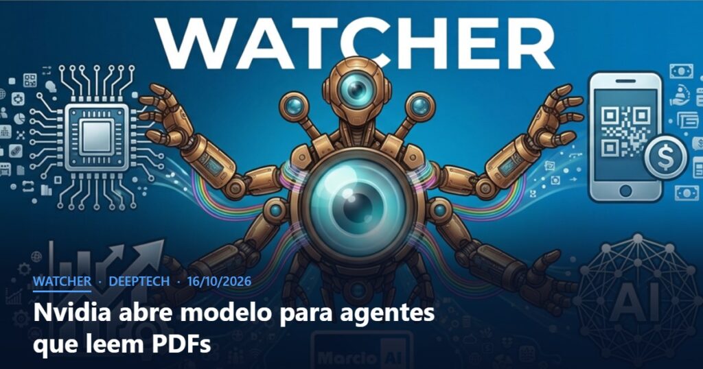 Capa do Watcher com o título Nvidia abre modelo para agentes que leem PDFs