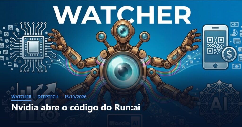 Capa do Watcher com o título Nvidia abre o código do Run:ai