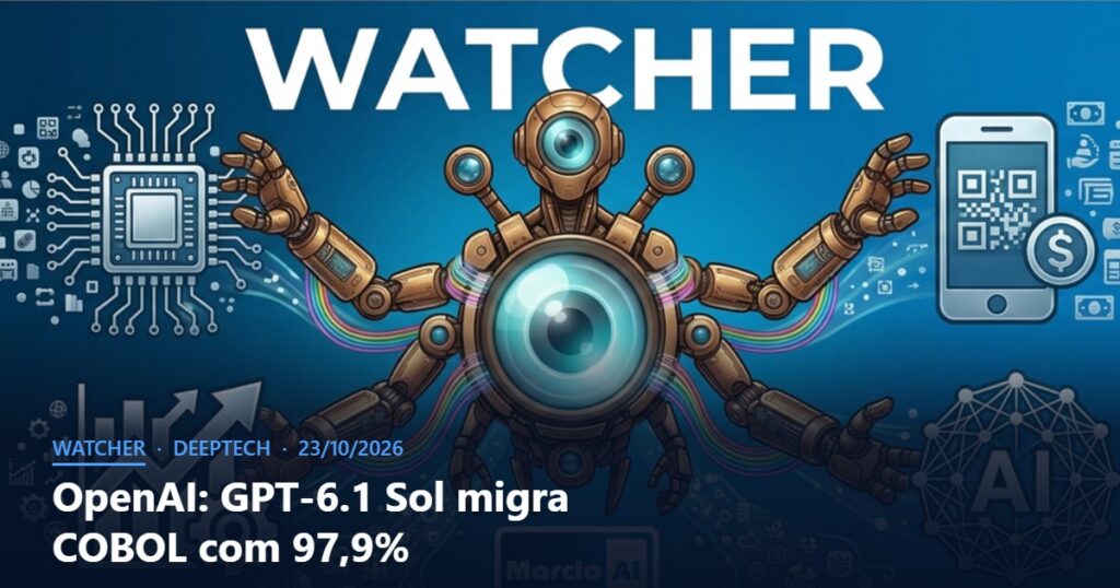 Capa do Watcher com o título OpenAI: GPT-6.1 Sol migra COBOL com 97,9%