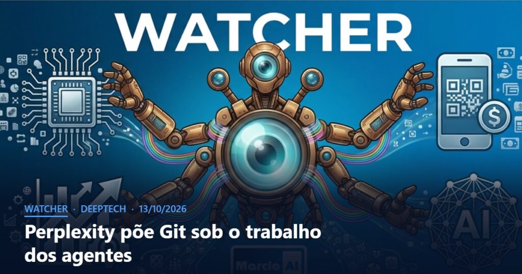 Capa do Watcher com o título Perplexity põe Git sob o trabalho dos agentes