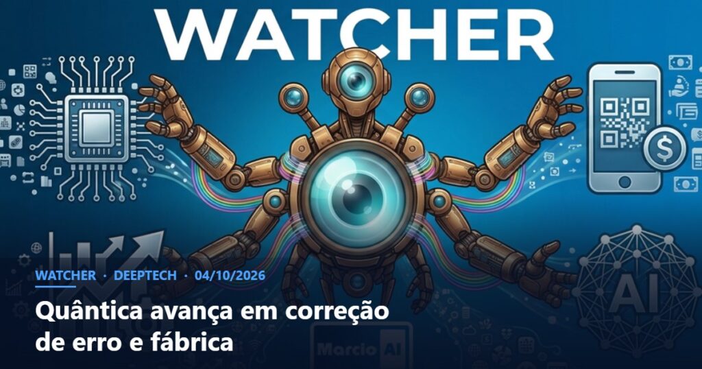 Capa do Watcher com o título Quântica avança em correção de erro e fábrica