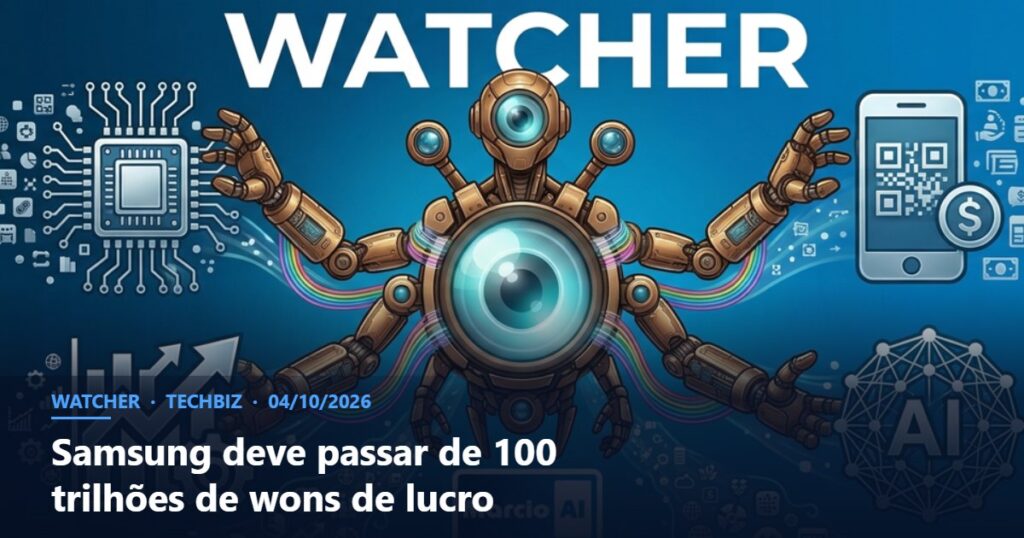 Capa do Watcher com o título Samsung deve passar de 100 trilhões de wons de lucro
