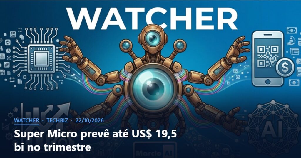 Capa do Watcher com o título Super Micro prevê até US$ 19,5 bi no trimestre