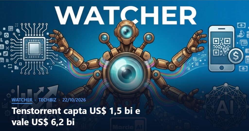 Capa do Watcher com o título Tenstorrent capta US$ 1,5 bi e vale US$ 6,2 bi