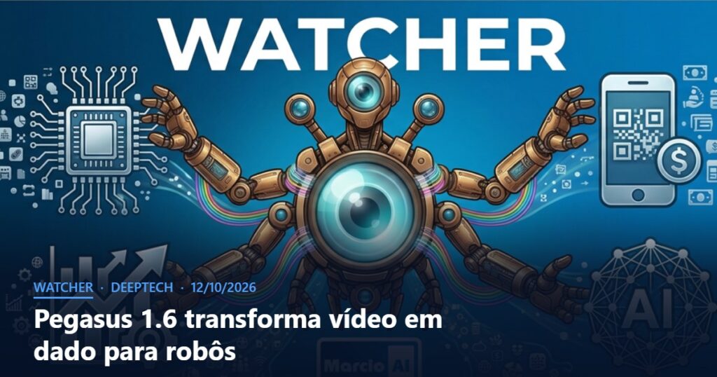 Capa do Watcher com o título Pegasus 1.6 transforma vídeo em dado para robôs