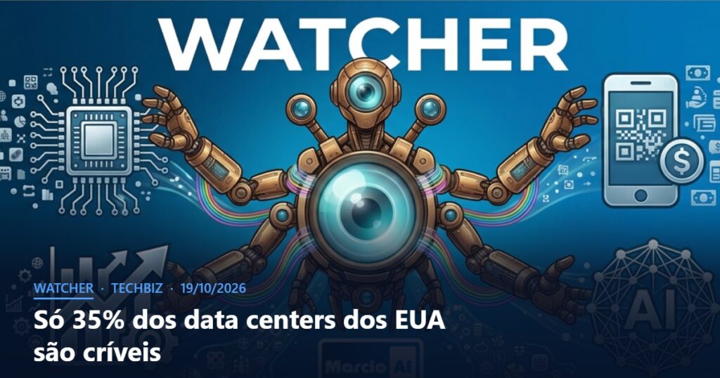 Capa do Watcher com o título Só 35% dos data centers dos EUA são críveis